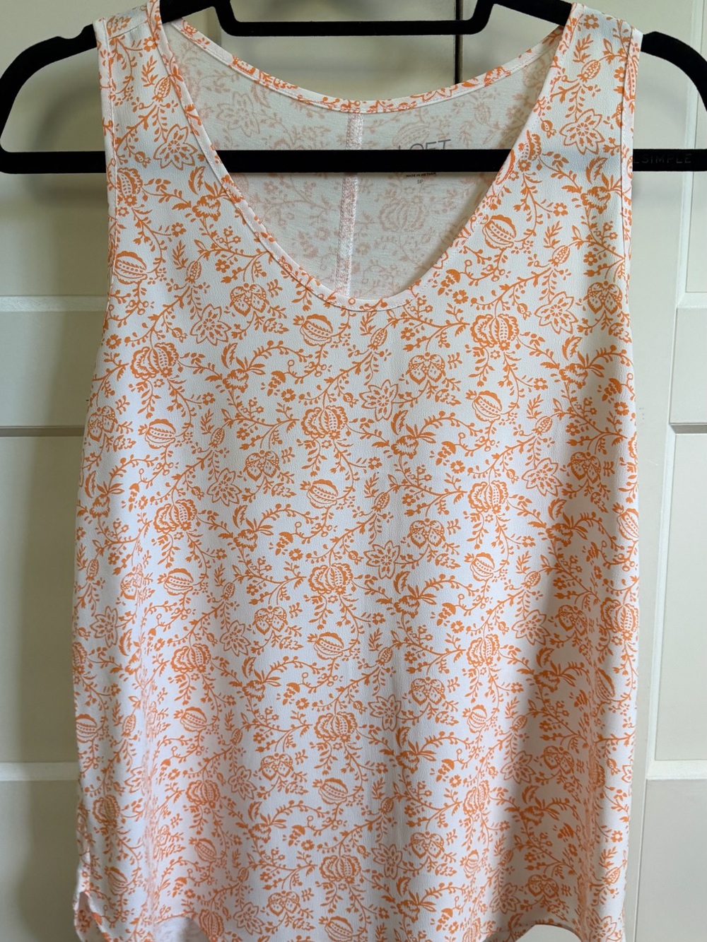 LOFT Sleeveless Floral Print Tank Top - Orange/White